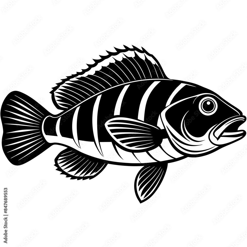 Wrasse fish silhouette vector art illustration. Wrasse fish silhouette vector art illustration.