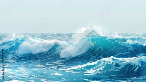 Sea ocean wave background illustration generated by ai © tanibond
