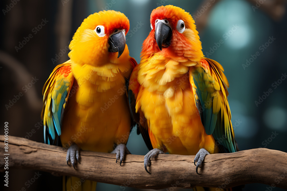 Obraz premium Beautiful couple of colorful macaw birds isolated on white background.