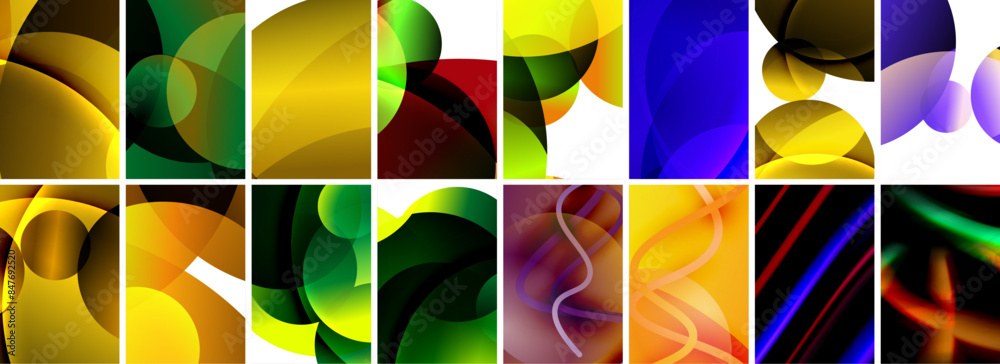 Collection of abstract background with waves, colorful shapes and 3d shadow effect. Vector Illustration For Wallpaper, Banner, Background, Card, Book Illustration, landing page