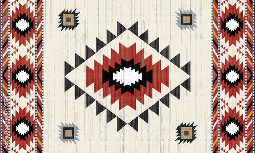 Navajo tribal vector seamless pattern. Native American ornament. Ethnic South Western decor style. Boho geometric ornament. Vector seamless pattern. Mexican blanket, rug. Woven carpet illustration