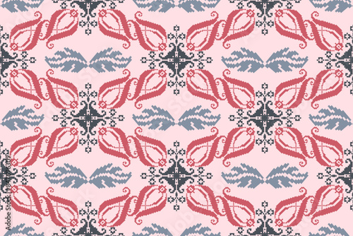 Beautiful seamless cross stitch pattern.geometric ethnic oriental pattern traditional background.Aztec style,abstract,vector,illustration.design for texture,fabric,clothing,wrapping,decoration,carpet.