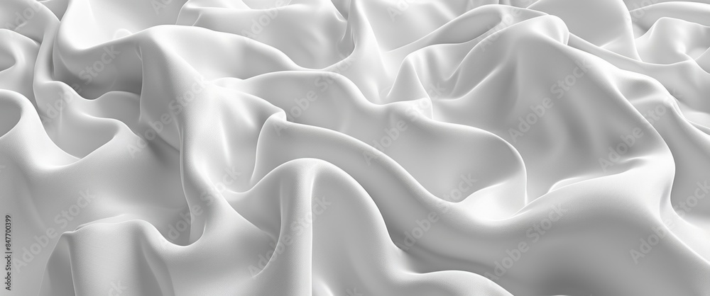 Soft and smooth white fabric texture with elegant folds, creating a minimalistic and serene background. Soft and smooth white fabric texture with elegant folds, creating a minimalistic and serene background.