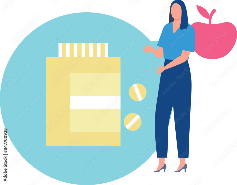 The girl is showing the medicines. The girl is showing the medicines.