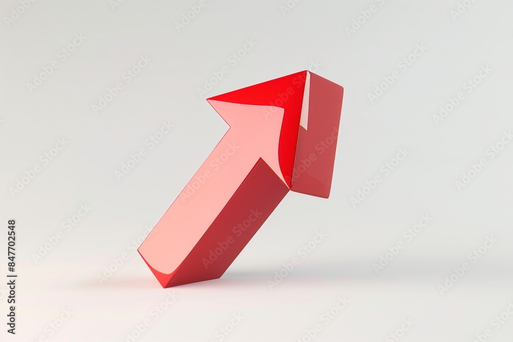 Negative trend or decline concept represented by a red downward arrow on a white background Negative trend or decline concept represented by a red downward arrow on a white background