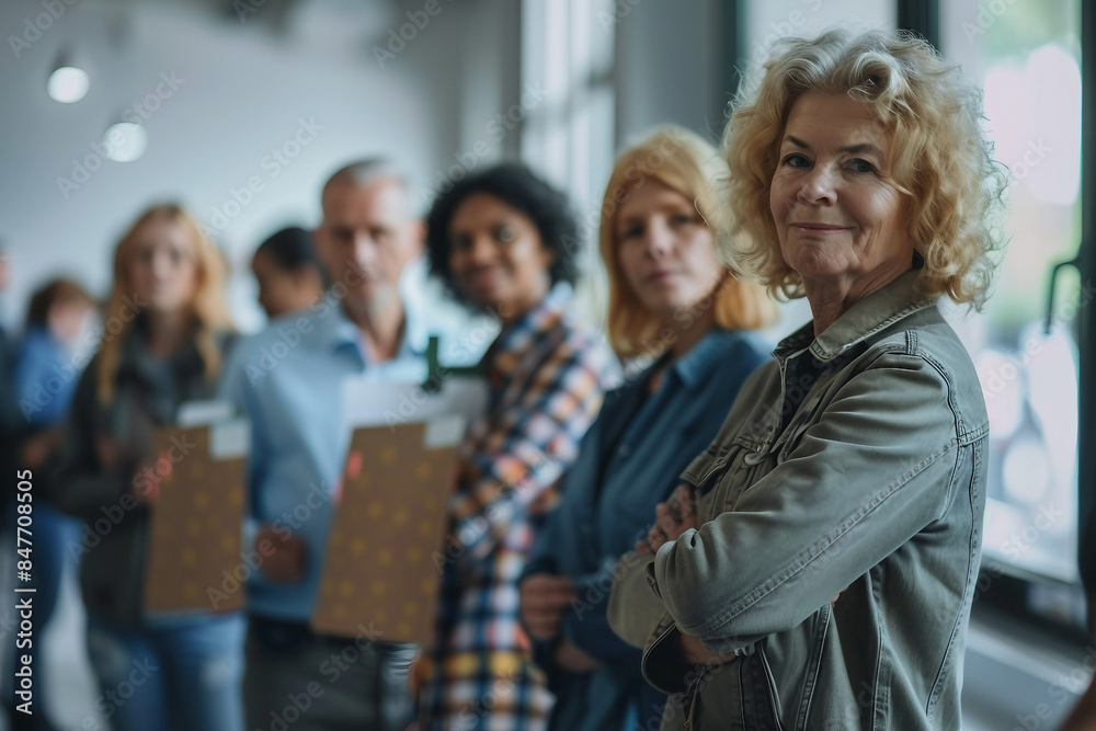 People of democratic country visiting voting campaign in election day, Generative AI illustration People of democratic country visiting voting campaign in election day, Generative AI illustration