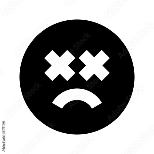 sad dizzy emoticon black glyph icon