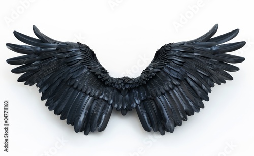 Detailed 3D rendered Fantasy Angel Wings on White Background