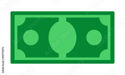 Blank cash money currency note template design in green color vector illustration. Green currency bank note, cash and money symbol. Flat vector illustration.