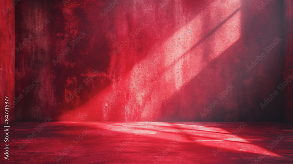 Obraz premium A red room with a wall that is covered in graffiti