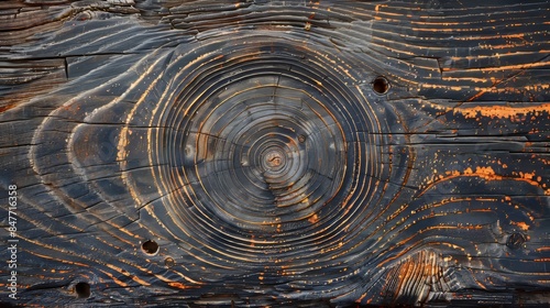 Weathered wood texture, prominent annual rings, concentric circles, rustic look, aged surface