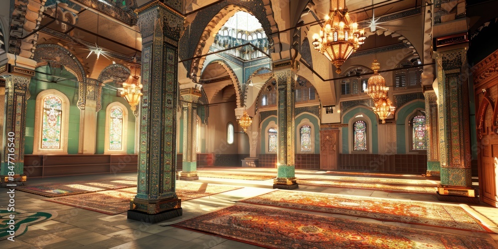 Obraz premium Opulent Mosque Hallway Artwork