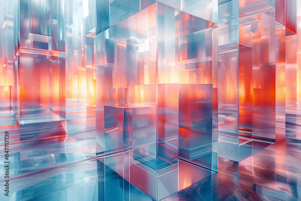 Multiple layers of translucent shapes overlapping. Concept of depth and complexity. Generative Ai. Multiple layers of translucent shapes overlapping. Concept of depth and complexity. Generative Ai.