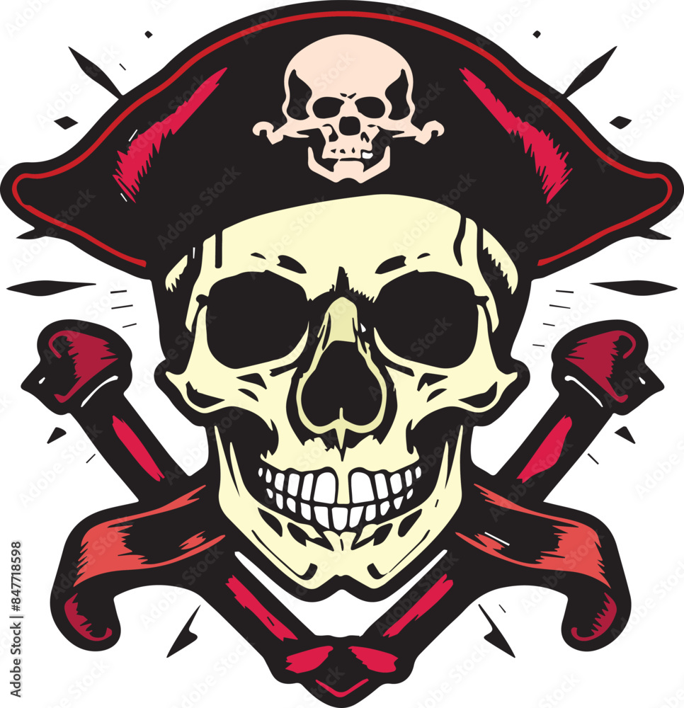 Fototapeta premium pirate skull head vector. fit for tattoo design