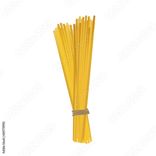 Uncooked, dry spaghetti in various containers | Digital food illustration