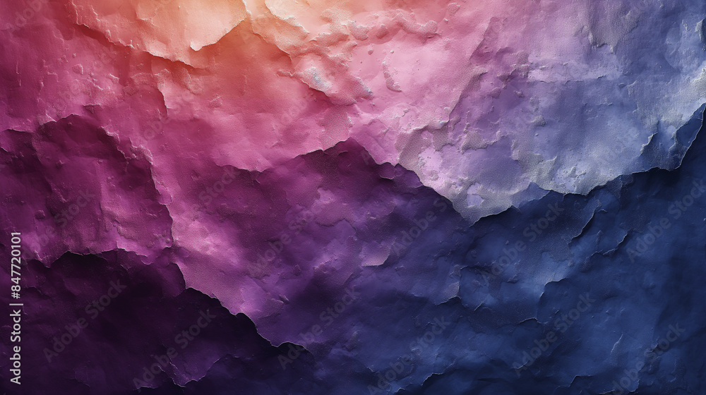 A colorful, abstract painting of mountains and clouds A colorful, abstract painting of mountains and clouds