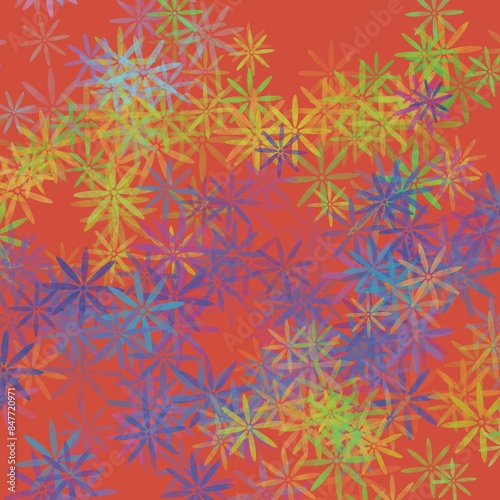 Mini Flowers orange  decoration design wallpaper background backdrop fabric pattern abstract 