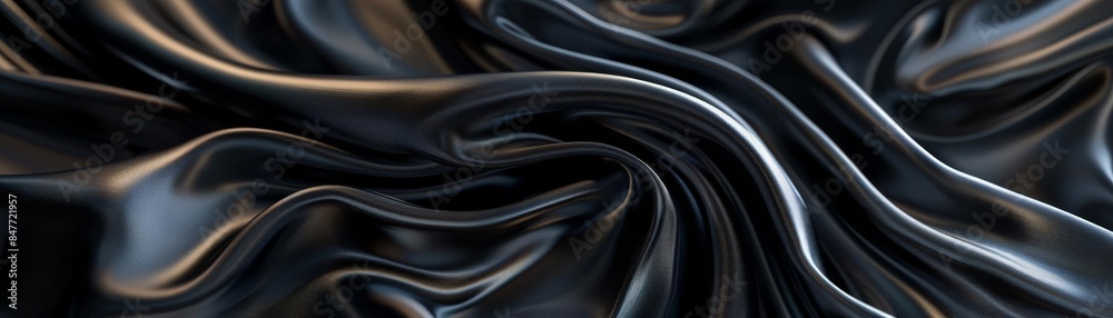 Fototapeta premium Smooth black silk draped in soft folds, perfect for highend and luxurious themes