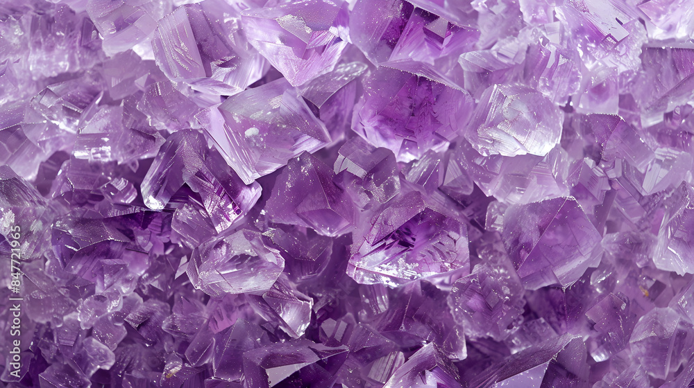 Close-up of vibrant purple crystals with intricate facets and a sparkling surface, showcasing natural beauty and geological wonder Close-up of vibrant purple crystals with intricate facets and a sparkling surface, showcasing natural beauty and geological wonder