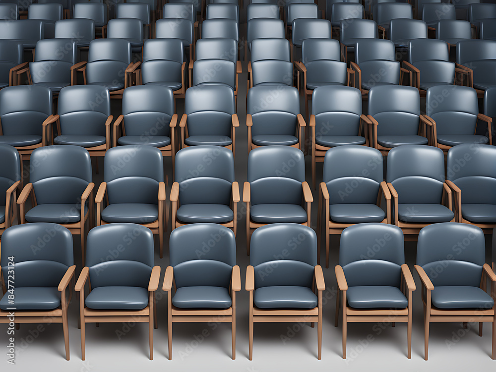 Fototapeta premium A row of chairs with one odd one-out Job opportunity recruitment concept design. 