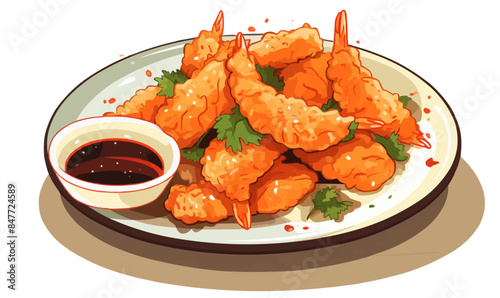 tempura shrimps vector flat minimalistic isolated vector style illustration