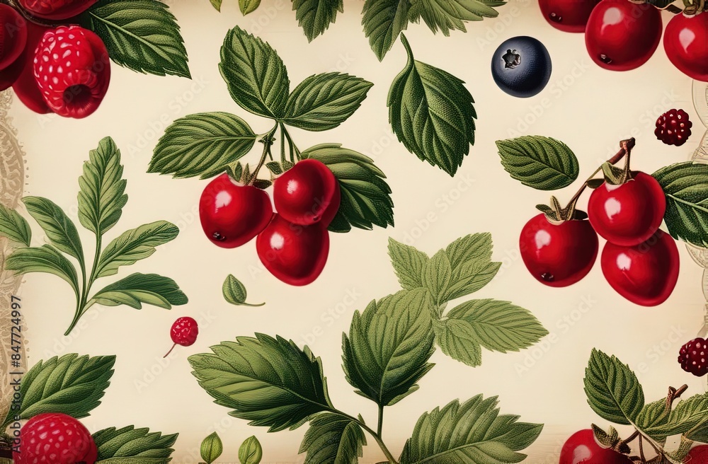 background with berries made of paper for scrapbooking in 3D illustrations. background with berries made of paper for scrapbooking in 3D illustrations.