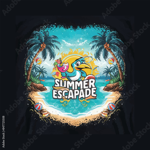 Vector Summer Beach vintage tshirt design