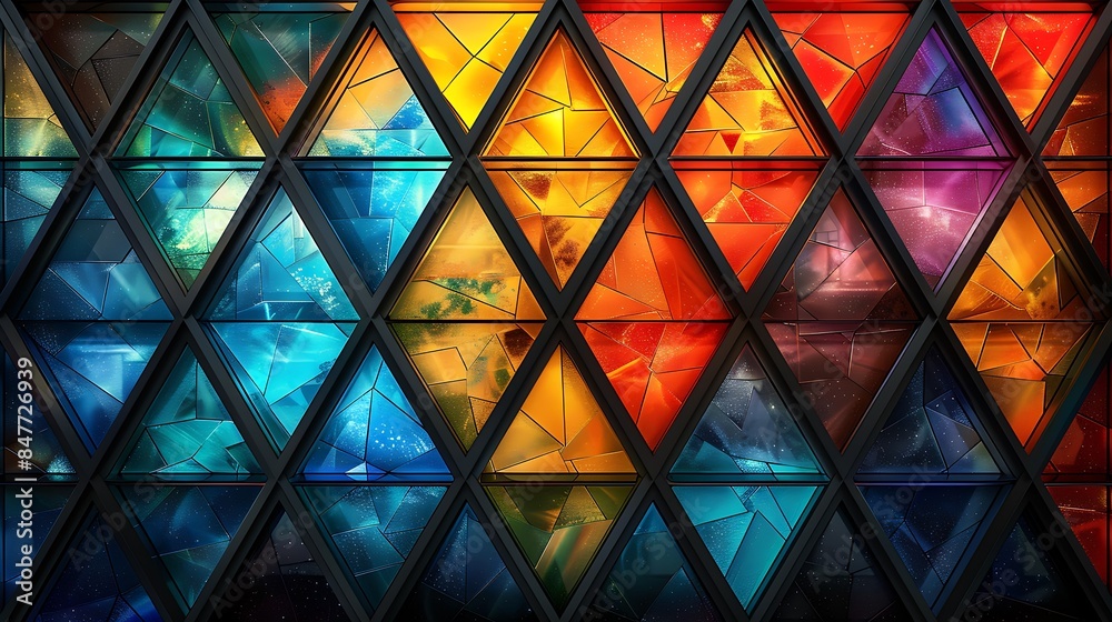 A kaleidoscope of triangles with bright and vibrant colors, intricate details, hd quality, digital rendering, high contrast, geometric design, modern aesthetic, artistic abstraction, lively. A kaleidoscope of triangles with bright and vibrant colors, intricate details, hd quality, digital rendering, high contrast, geometric design, modern aesthetic, artistic abstraction, lively.