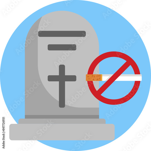 The Grave icon signifies the ultimate consequence of smoking, urging users to consider the grave risks to their health.