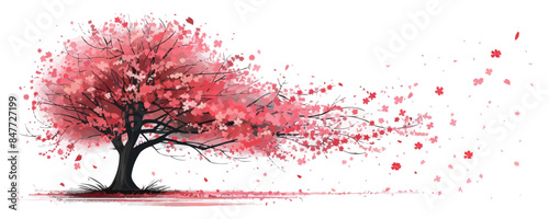 Cherry blossom tree isolated on white background Vector flat minimalistic isolated illustration