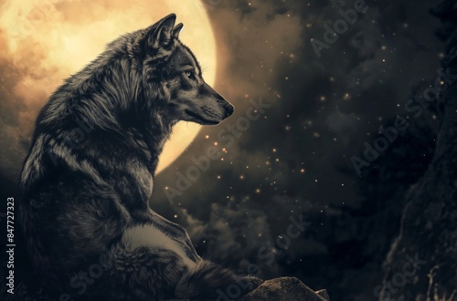 Wolf under the full moon © Victoria