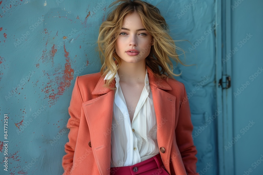 Stylish Fashion Portrait of Young Woman in Elegant Attire Stylish Fashion Portrait of Young Woman in Elegant Attire