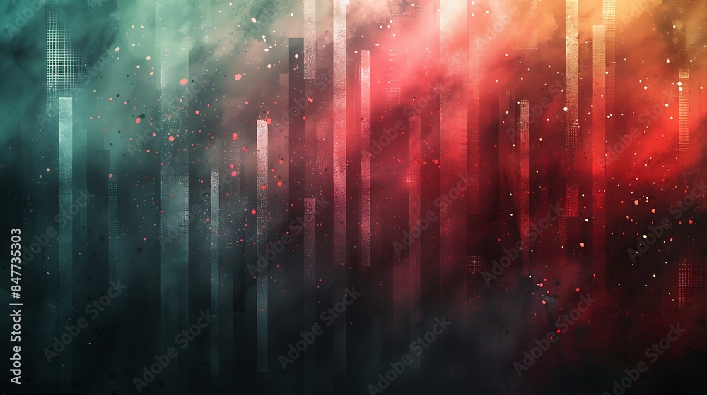 An abstract background with rectangles and halftone patterns, vibrant hues of red and green, hd quality, digital art, high contrast, geometric design, modern aesthetic, artistic abstraction. An abstract background with rectangles and halftone patterns, vibrant hues of red and green, hd quality, digital art, high contrast, geometric design, modern aesthetic, artistic abstraction.