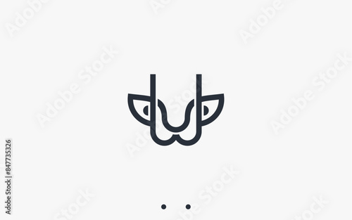 letter w with cat logo design vector silhouette illustration