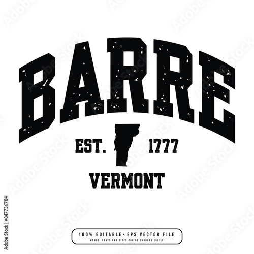 Barre text effect vector. Editable college t-shirt design printable text effect vector	
 photo