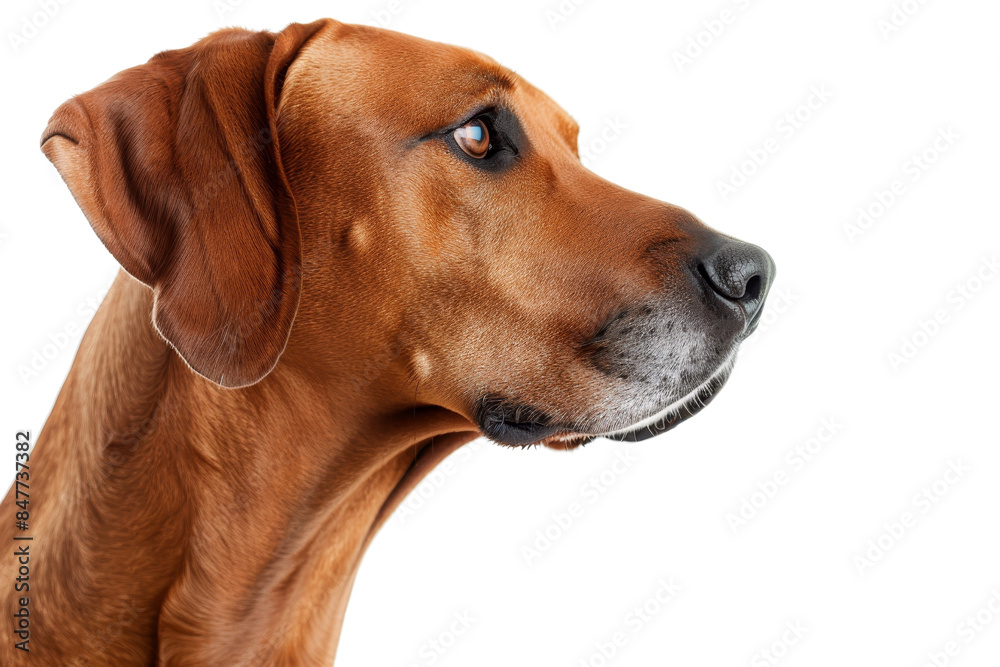 Close-up profile shot of a brown dog with focused eyes, isolated on a transparent background. showcasing its expressive features and sleek fur. Close-up profile shot of a brown dog with focused eyes, isolated on a transparent background. showcasing its expressive features and sleek fur.