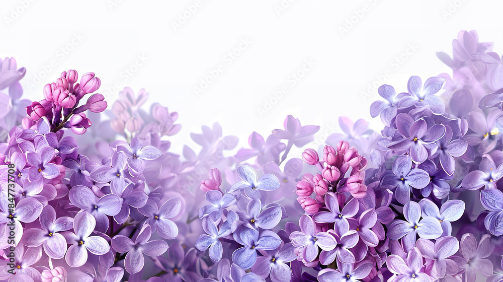 Lilac flowers border, purple and pink flowers, large banner size, with empty copy space Lilac flowers border, purple and pink flowers, large banner size, with empty copy space
