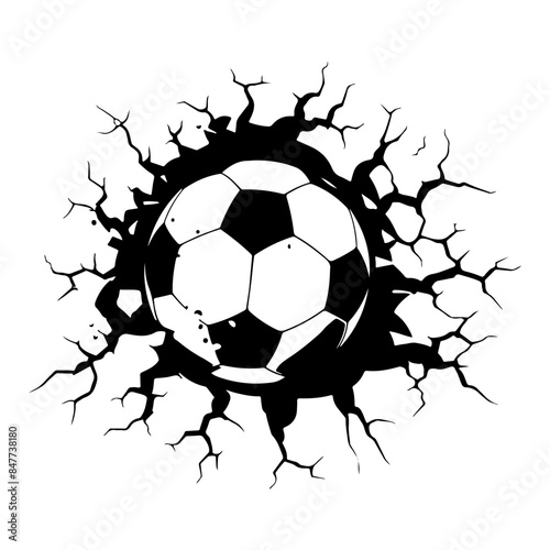 football ball hit the wall silhouette, football ball hit the wall icon vector illustration photo