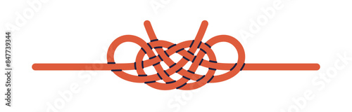 Japanese knot. Intricate mizuhiki cord, Japan art. Tied string, ornamental in...