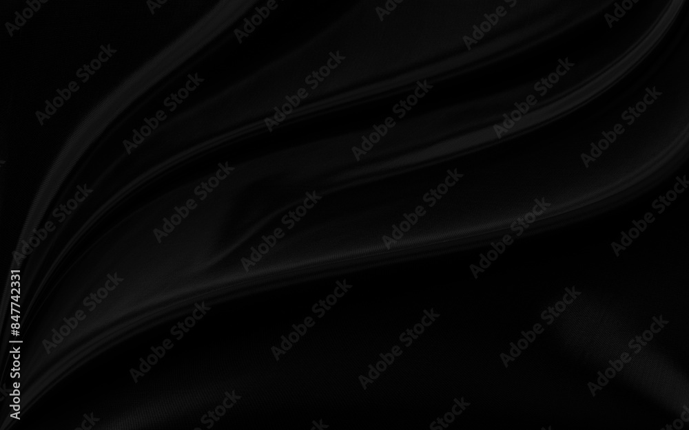 Obraz premium Black gray satin dark fabric texture luxurious shiny that is abstract silk cloth panorama background with patterns soft waves blur beautiful.