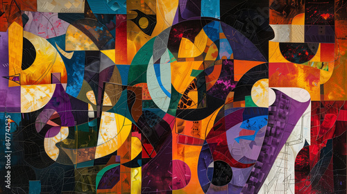 vibrant geometric abstraction with intricate patterns