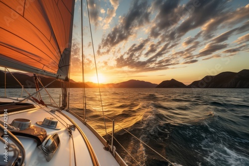 Sailboat travel blue water ship sea yacht boating summer ocean sail © Dzmitry Halavach