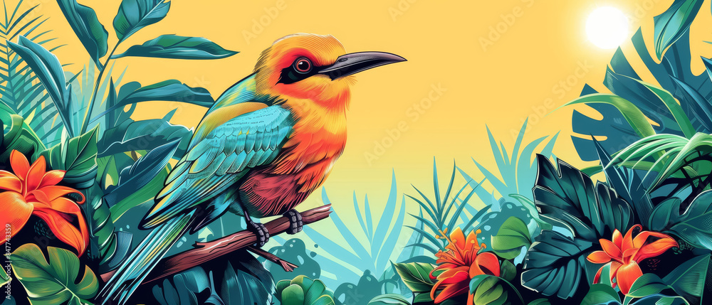 Tropical Birds in a Lush Forest Tropical Birds in a Lush Forest