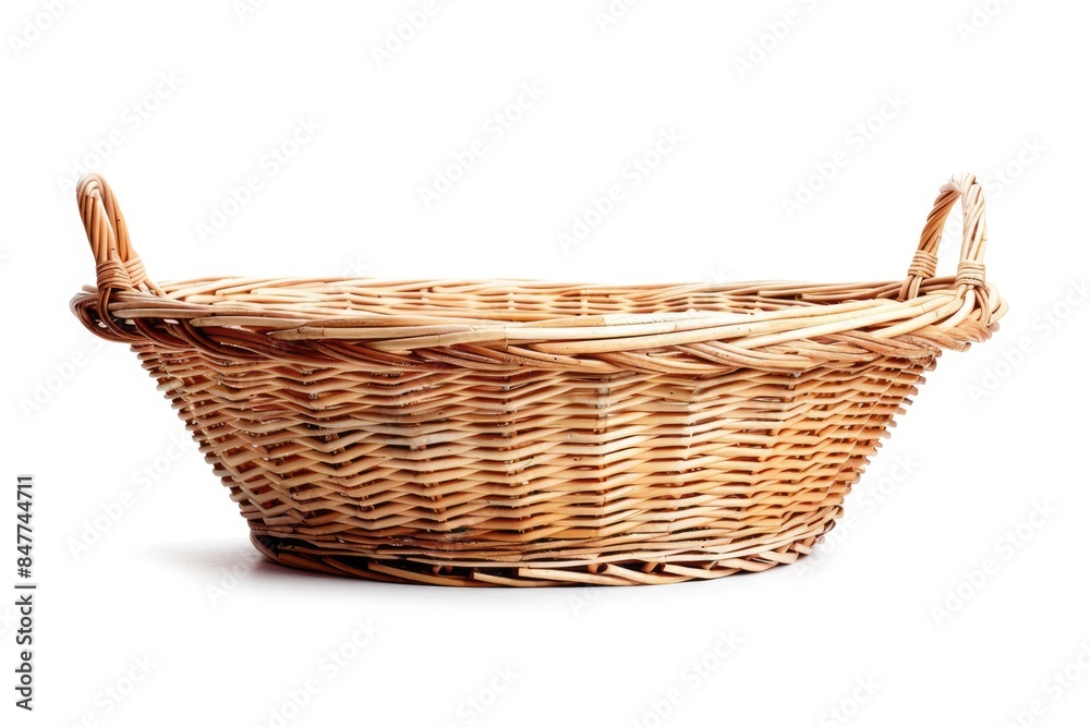 Obraz premium empty wicker basket isolated on white