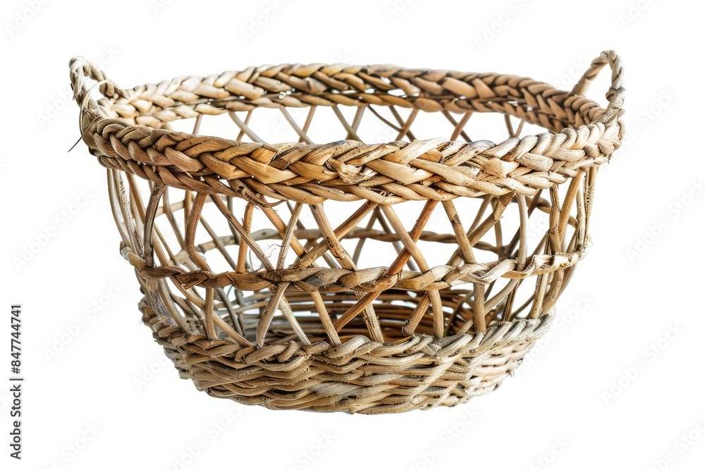 Obraz premium empty wicker basket isolated on white