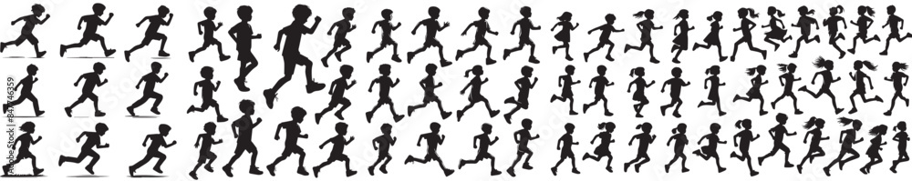 © Sabiqul Fahmi - vector set collection of kid running in silhouette style © Sabiqul Fahmi - vector set collection of kid running in silhouette style