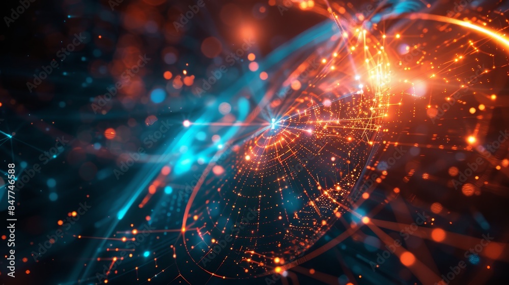 A futuristic concept image of quantum metrology, with glowing lines and geometric shapes representing the precision and accuracy of quantum measurements.