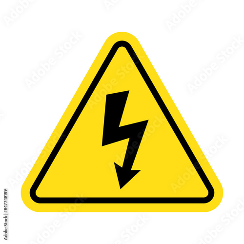 High voltage sign with lightning.