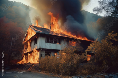 家, 住宅, 火, 火事, 火災, 事件, 事故, 燃える家, house, residential, fire, fire incident, incident, accident, burning house