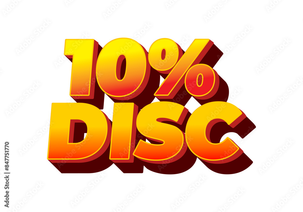 10 percent discount. Text effect in good colors with 3D style 10 percent discount. Text effect in good colors with 3D style